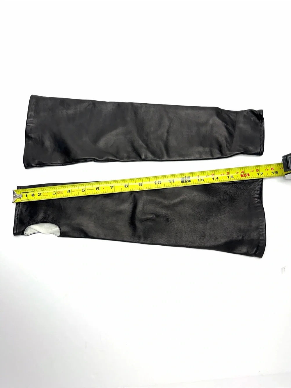 Hilts Willard Long Leather Fingerless Gloves Above Elbow Silk Lined M Black